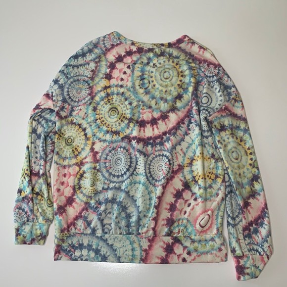 Valentine Women Circle Pattern Tie Dye Long Sleeve Pink Blue Purple Size Small - Picture 6 of 6
